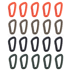 Superfindings 20 pz 4 colori portachiavi moschettone in plastica, moschettoni che si arrampicano sugli anelli a d, ganci di utilità fibbia per appendere lo zaino, colore misto, 84.5x56x10mm, 5 pz / colore