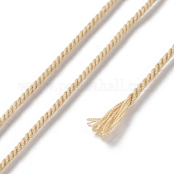 Cordón trenzado de poliéster, redondo, para la fabricación de la joya diy, vara de oro pálido, 1.2mm, alrededor de 38.28 yarda (35 m) / rollo