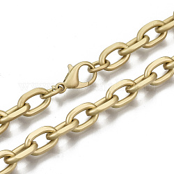 Eisenkabelketten Halskette machen, mit Messing-Karabiner, ungeschweißte, mattgoldene Farbe, 24.21 Zoll (61.5 cm) lang, Link: 11x7x2 mm, Sprungring: 7x1 mm, 4.5 mm Innen Durchmesser