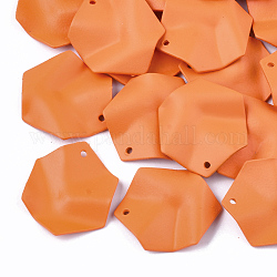 Распыленные окрашенные железные подвески, шестиугольник, темно-оранжевый, 25x20x3 мм, отверстие : 1 мм