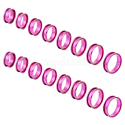 Unicraftale 16 pièces 8 taille 201 supports de bague rainurée en acier inoxydable, anneau de noyau vierge, pour la fabrication de bijoux en marqueterie, support violet rouge, diamètre intérieur: 16~22 mm, Rainure: 4mm, 2pcs / taille