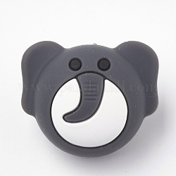 Food Grade Eco-Friendly Silicone Focal Beads, Chewing Beads For Teethers, DIY Nursing Necklaces Making, Elephant, Black, 20x24x15.5mm, Hole: 2mm