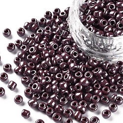 6/0 Perlas de semillas de vidrio, colores opacos Abrillantado, redondo, agujero redondo, piel roja, 6/0, 4mm, agujero: 1.5 mm, aproximamente 450 unidades / 50 g, 50 g / bolsa, 18 bolsas/2 libras