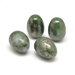 Natural Pyrite Egg Stone, Pocket Palm Stone for Anxiety Relief Meditation Easter Decor, Green, 25x18mm
