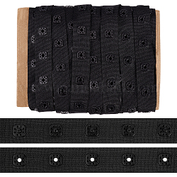 Cintas de algodón pandahall élite, con botones de latón, piso, negro, 3/4 pulgada (20x4 mm), alrededor de 10.00 yarda (9.14 m) / set