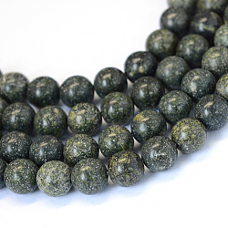 Натуральный серпантин / зеленый кружевной камень с круглыми нитями из бисера, 10~10.5 мм, отверстие : 1.2 мм, около 36 шт / нитка, 15.5 дюйм