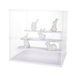 Vetrina per minifigure in plastica trasparente, Alzate a 4 livello per modelli, costruzioni, esposizione di bambole, rettangolo, chiaro, prodotto finito: 31.5x26.5x30 cm