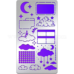 BENECREAT Cloud Stencils, 7x4 Inch Moon Mystic Cloud Metal Painting Template Star Frame Stainless Steel Drawing Stencils for Craft, Bullet Journal Scrapbooking