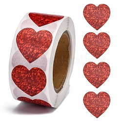 Rouleau d'autocollants en forme de coeur, étiquette adhésive autocollant saint valentin, pour la décoration des accessoires de noce, rouge, 25x25mm, 500pcs / roll