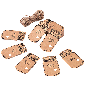 AHANDMAKER 200Pcs Wishing Bottle Paper Gift Tags and Hemp Rope, Brown, 100pcs/style