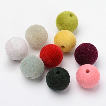 Perline di resina, stile Flocky, colore misto, circa18 mm di diametro, Foro: 3.5 mm, 185pcs/500g
