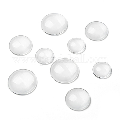 Transparent Glass Cabochons, Half Round/Dome, Mixed Style, Clear,  20~30x6~8mm