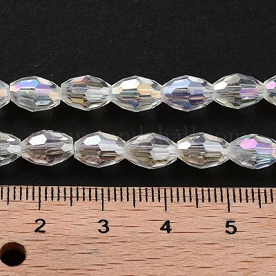 Transparent galvanisieren Glasperlen Stränge&nbsp;EGLA-A037-T6x8mm-B01-1
