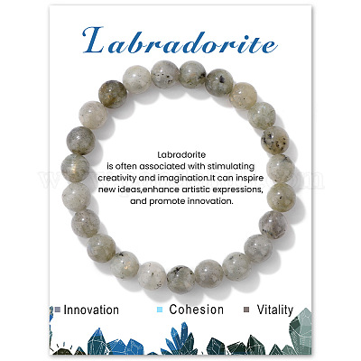 Bracelets extensibles en perles de labradorite synthétique&nbsp;PW-WG7FE75-09-1-1