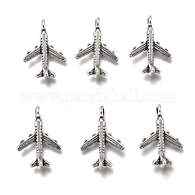 Antique Silver Tibetan Style Passenger Airplane Pendants Airliner Charms Lead Free 22x15x3mm Hole 2.5mm