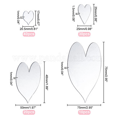 20 Pcs heart mirrors for crafts Small Mirrors for Crafts Craft Mirror Tiles  Bulk