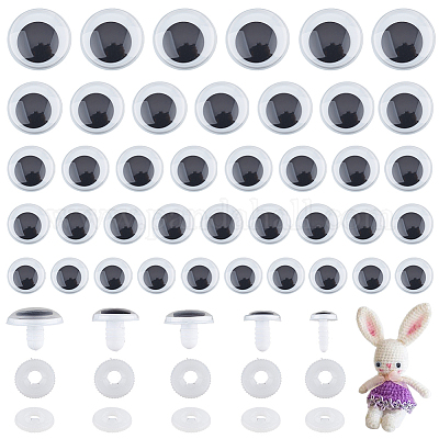 60Pcs Black Plastic Safety Eyes with Washers Craft Eyes for