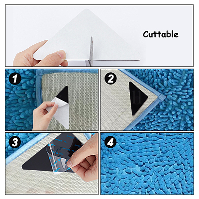 GLOBLELAND 20 Pcs Triangle Rug Gripper Black Adhesive Non-Slip Carpet  Fixing Floor Stickers to Keep Rug in Place on Carpet,Reusable Rug Corners  to