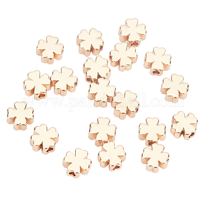 BENECREAT 20PCS 18K Gold Plated Spacer Beads Clover Shape Brass Beads for Bracelet Necklace DIY Jewelry Making - 5x5x3mm KK-BC0005-35G-1
