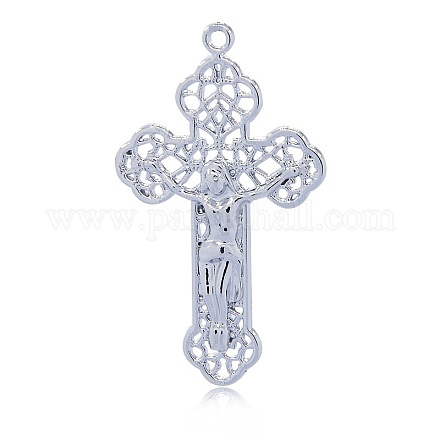 Nickel Free & Lead Free Platinum Alloy Crucifix Cross Large Pendants PALLOY-J441-01P-NR-1