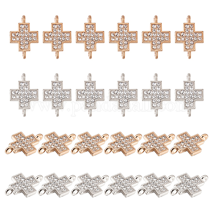 Chgcraft 48 pièces 2 couleurs croix breloques avec cristal strass religion croix connecteur pendentifs pour bricolage collier bracelet boucle d'oreille faisant FIND-CA0005-43-1