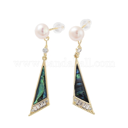 Boucles d'oreilles pendantes en coquillage et perles Paua EJEW-P256-02G-1