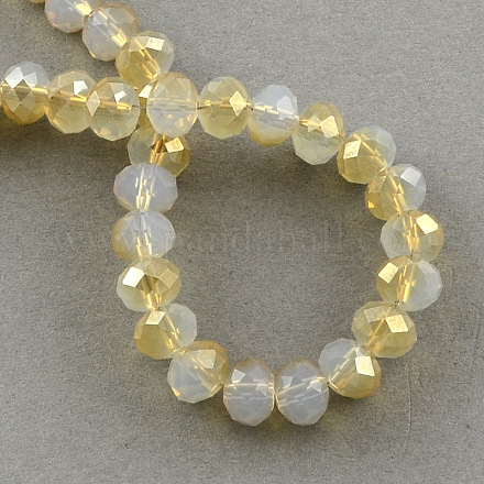 Half Plated Imitation Opalite Faceted Rondelle Glass Bead Strands X-EGLA-S092-2mm-01-1