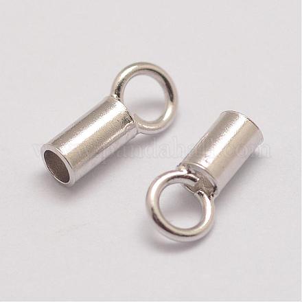 Rhodium Plated 925 Sterling Silver Cord Ends STER-A012-54-1