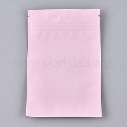 ソリッドカラーのプラスチック製ジップロックバッグ  再封可能なアルミホイルポーチ  食品保存袋  ピンク  15x10cm  片側の厚さ：3.9ミル（0.1mm） OPP-P002-B03-1