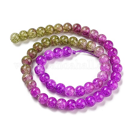 Spray Painted Crackle Glass Beads Strands DGLA-C002-8mm-04-1