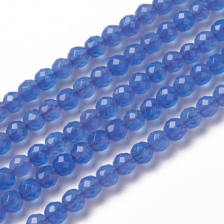 Naturali agata blu fili di perline G-F596-12C-2mm-1