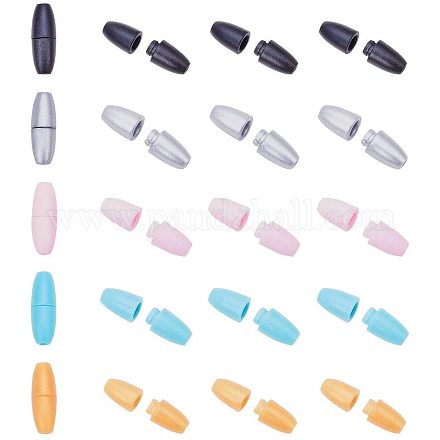 Pandahall elite 60 juegos 5 cierres de plástico de color cierre de seguridad para caucho collares de dentición de silicona para hacer joyas accesorios agujero: 2.5 mm KY-PH0007-11-1