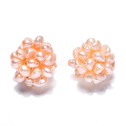 Perle di perle d'acqua dolce coltivate naturali rotonde PEAR-N020-04B-1
