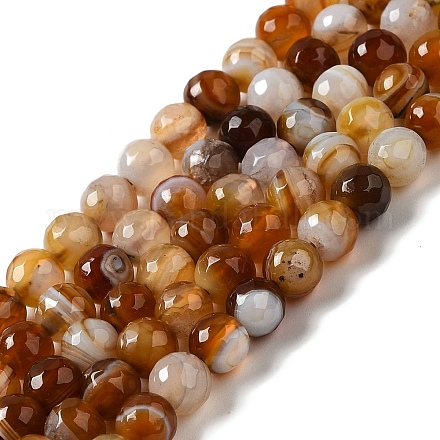 Chapelets de perles en agate à rayures naturelles/agates à bandes G-A246-8mm-10-1