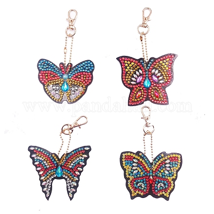 Diy llavero de mariposa kits de pintura de diamantes DIAM-PW0001-157-1