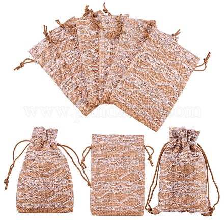 Sacchetti del cordone dei sacchetti d'imballaggio del pizzo di retro panno ABAG-WH0007-01-1