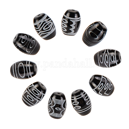 Olycraft 10 Stück 10 Dzi-Perlen im tibetischen Stil TDZI-NB0001-03-1
