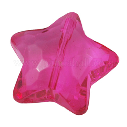 Hot Pink Color Transparent Acrylic Star Beads X-PL773Y-5-1
