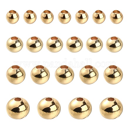 500Pcs 4 Styles Brass Round Spacer Beads KK-CJ0001-79-1