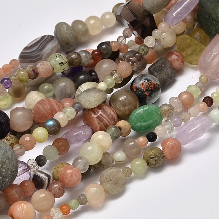 Nuggets Natural & Synthetic Mixed Stone Bead Strands X-G-M297-09-1