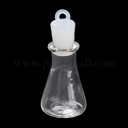 Pendentifs de bouteille de souhait en verre clair GLAA-A010-01H-1