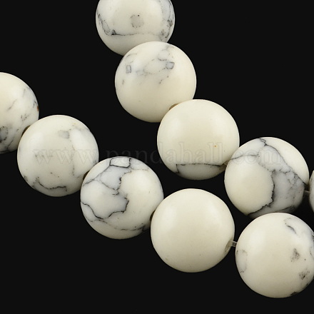 Chapelets de perles rondes en pierre de turquoise synthétique TURQ-R035-10mm-05-1