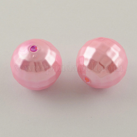 ABS Plastic Imitation Pearl Faceted Round Beads MACR-S251-A75-1
