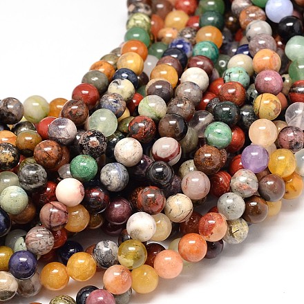 Pietra naturale assortiti rotonde fili di perle G-P075-31-10mm-1