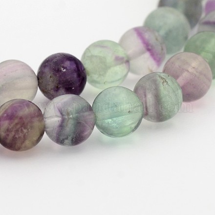 Naturale arcobaleno rotonde fluorite fili di perle G-P070-31-12mm-1