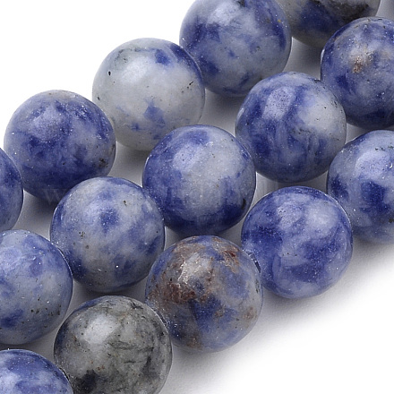Natural Brazil Blue Spot Jasper Beads Strands X-G-S259-36-6mm-1