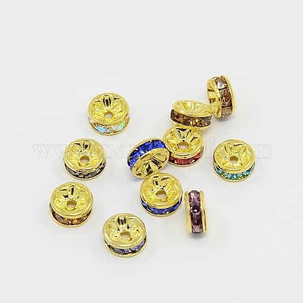 Brass Rhinestone Spacer Beads RB-A014-Z8mm-G-NF-1