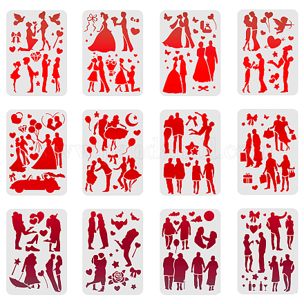 Set di modelli di stencil per pittura con disegno in plastica DIY-WH0172-315-1