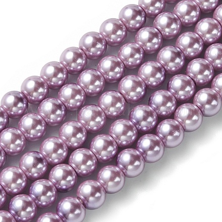 Eco-Friendly Dyed Glass Pearl Beads Strands HY-A008-6mm-RB056-1