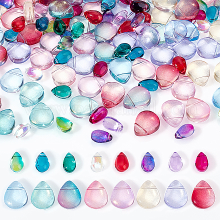 Ahadermaker 160pcs 16 perles de verre peintes en spray transparent de style GLAA-GA0001-45-1